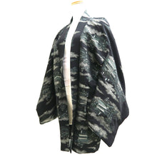 Load image into Gallery viewer, Haori Jacket Vintage(1950-1980) Black Silver Landscape Silk #9757A3