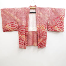 Load image into Gallery viewer, Haori Jacket Vintage(1950-1980) Red Shibori Curling Wave Silk #9854B2