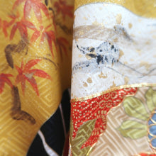 Load image into Gallery viewer, Furisode Black Folding Fan Hand painted Silk #10315F1