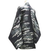 Load image into Gallery viewer, Haori Jacket Vintage(1950-1980) Black Silver Landscape Silk #9757A3