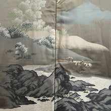 Load image into Gallery viewer, Men's Haori Vintage(1950-1980) Black Montsuki Landscape Silk #10413A2