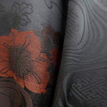 Load image into Gallery viewer, Haori Jacket Vintage(1950-1980) Black Ryusui Floral pattern Silk #11066A4