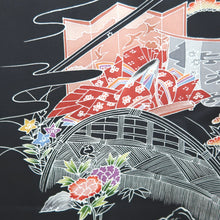 Load image into Gallery viewer, Haori Jacket Vintage(1950-1980) Black Heian Princess Peony Silk #10174D4