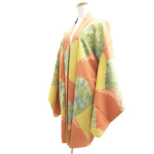 Load image into Gallery viewer, Haori Jacket Salmon Pale Yellow Pale Green Shibori Mountain Silk #10857E3