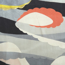 Load image into Gallery viewer, Haori Jacket Vintage(1950-1980) Gray Black Yellow Abstract art Silk #10845E3
