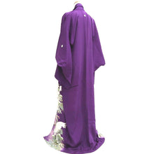 Load image into Gallery viewer, Kimono Vintage(1920-1950) Purple Crane Birds Hand painted Silk #9673J3