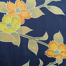 Load image into Gallery viewer, Haori Jacket Vintage(1950-1980) Dark Blue Camellia Silk #10144D3