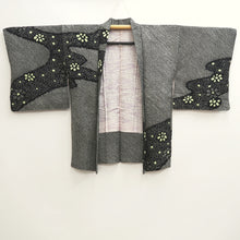 Load image into Gallery viewer, Haori Jacket Vintage(1950-1980) Black Shibori Ryusui Flower Silk #10024C4