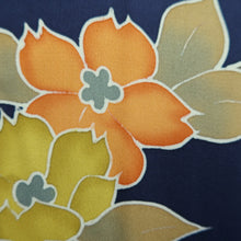 Load image into Gallery viewer, Haori Jacket Vintage(1950-1980) Dark Blue Camellia Silk #10144D3