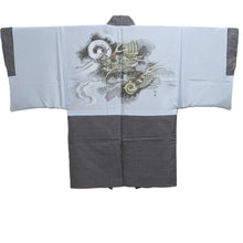 Load image into Gallery viewer, Men's Haori Vintage(1950-1980) Black Gray Dragon Silk #10651C4