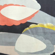 Load image into Gallery viewer, Haori Jacket Vintage(1950-1980) Gray Black Yellow Abstract art Silk #10845E3