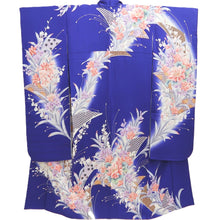 Load image into Gallery viewer, Furisode Blue Flower Tall Silk #10336F2