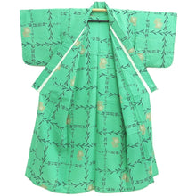 Load image into Gallery viewer, Yukata Vintage(1950-1980) Light Green Kanji Willow Cotton #10478A5