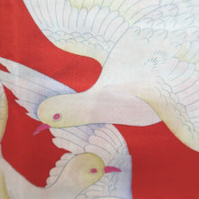 Load image into Gallery viewer, Haori Jacket Vintage(1920-1950) Red Gray Meisen Chrysanthemum Silk #11044A3