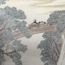 Load image into Gallery viewer, Fukuro Obi Gold White Off white Landscape Silk BB337V9