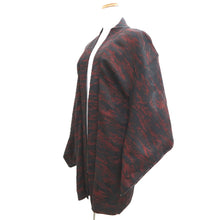 Load image into Gallery viewer, Haori Jacket Vintage(1950-1980) Black Red Wave Silk #11067A4