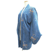 Load image into Gallery viewer, Haori Jacket Vintage(1950-1980) Blue Mokume Flower Silk #10586C1