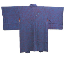 Load image into Gallery viewer, Haori Jacket Vintage(1950-1980) Blue Wine red Chrysanthemum Bird Silk #10675D1