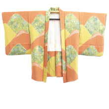 Load image into Gallery viewer, Haori Jacket Salmon Pale Yellow Pale Green Shibori Mountain Silk #10857E3