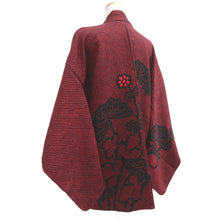 Load image into Gallery viewer, Haori Jacket Vintage(1950-1980) Red Black Full Shibori Chrysanthemum Silk #10837E2