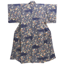 Load image into Gallery viewer, Kimono Dark Blue Chrysanthemum Maple Leaf Silk #10525B2