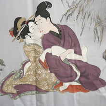 Load image into Gallery viewer, Men's Haori Vintage(1950-1980) Blackish Brown Shunga Silk #10285E4