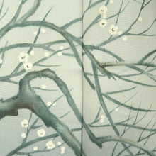 Load image into Gallery viewer, Kimono Light Gray Plum blossom Branch Silk #10535B3