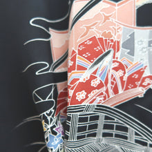 Load image into Gallery viewer, Haori Jacket Vintage(1950-1980) Black Heian Princess Peony Silk #10174D4