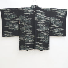 Load image into Gallery viewer, Haori Jacket Vintage(1950-1980) Black Silver Landscape Silk #9757A3