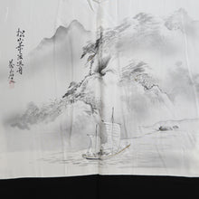 Load image into Gallery viewer, Men's Haori Vintage(1950-1980) Black Montsuki Landscape Wide Silk #10883E4