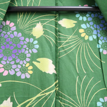Load image into Gallery viewer, Yukata Green Flower Cotton #10760D3