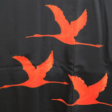 Load image into Gallery viewer, Haori Jacket Black Crane Birds Silk #10816E1
