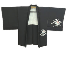 Load image into Gallery viewer, Haori Jacket Black Floral pattern Silk #11077A4