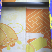 Load image into Gallery viewer, Haori Jacket Vintage(1920-1950) Blue Yellow Shibori Floral pattern Silk #11005F5