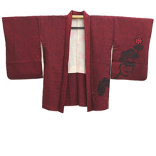 Load image into Gallery viewer, Haori Jacket Vintage(1950-1980) Red Black Full Shibori Chrysanthemum Silk #10837E2