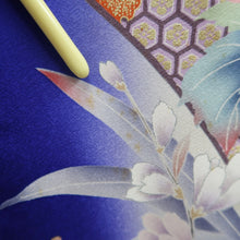Load image into Gallery viewer, Furisode Blue Flower Tall Silk #10336F2