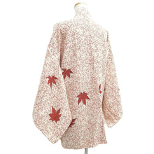 Load image into Gallery viewer, Haori Jacket Vintage(1950-1980) White Light Red Maple Leaf Silk #10616C3