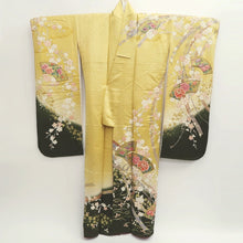 Load image into Gallery viewer, Furisode Light Yellow brown Plum blossom Branch Silk #9680J3