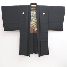 Load image into Gallery viewer, Men's Haori Vintage(1950-1980) Black Dragon Landscape Habutae Silk #10642C4
