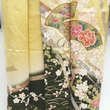 Load image into Gallery viewer, Furisode Light Yellow brown Plum blossom Branch Silk #9680J3