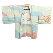 Load image into Gallery viewer, Haori Jacket Vintage(1950-1980) Light Green Light Blue Red Full Shibori Cloud Silk #10807D5