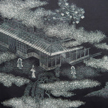 Load image into Gallery viewer, Haori Jacket Vintage(1950-1980) Black Silver Landscape Silk #9757A3