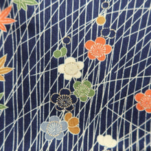 Load image into Gallery viewer, Kimono Dark Blue Chrysanthemum Maple Leaf Silk #10525B2