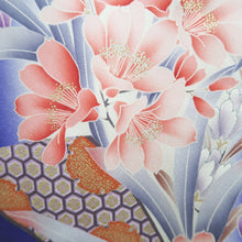 Load image into Gallery viewer, Furisode Blue Flower Tall Silk #10336F2