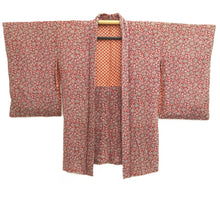 Load image into Gallery viewer, Haori Jacket Vintage(1920-1950) Red Chirimen Floral pattern Silk #11045A3