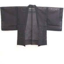 Load image into Gallery viewer, Haori Jacket Vintage(1950-1980) Black Magenta Sheer Botanical Silk #10907E5