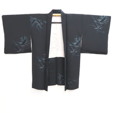 Load image into Gallery viewer, Haori Jacket Black Bamboo leaf Silk #10826E2