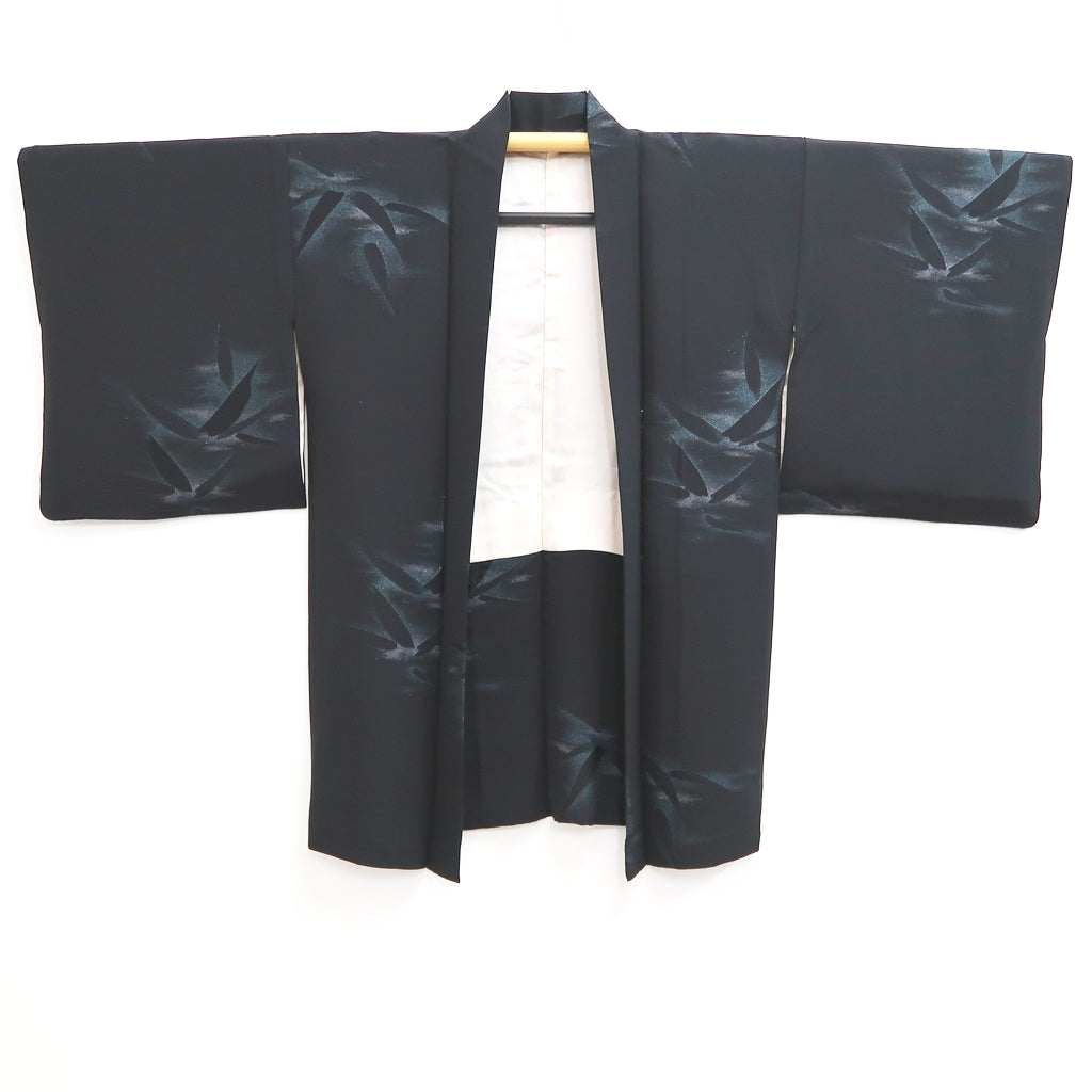 Haori Jacket Black Bamboo leaf Silk #10826E2 – Mikula Kimono