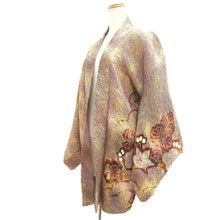 Load image into Gallery viewer, Haori Jacket Vintage(1950-1980) Brown Full Shibori Kiku Maple Leaf Silk #10926F1