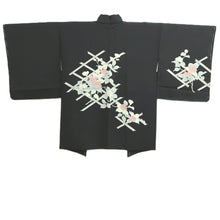 Load image into Gallery viewer, Haori Jacket Black Floral pattern Silk #11077A4
